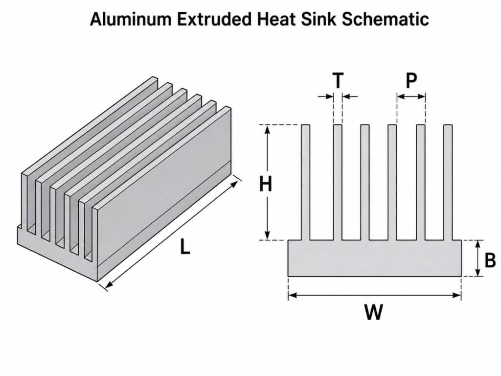 Aluminum Extruded Heat Sink Schematic
