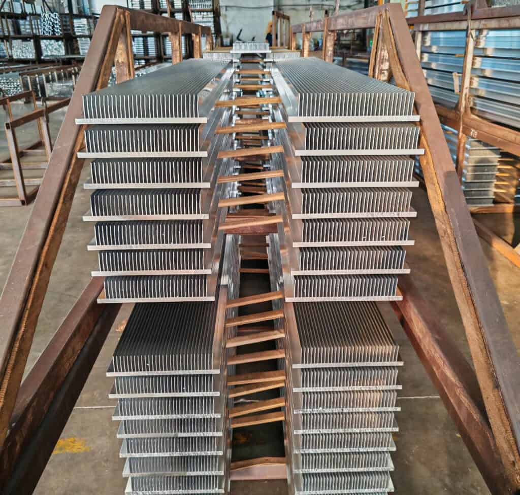 Aluminum Heat Sink Extrusions are Placed in the Workshop