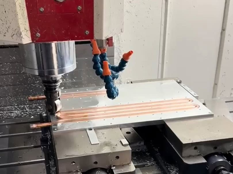 Pressing Copper Tubes to A Liquid Cold Plate
