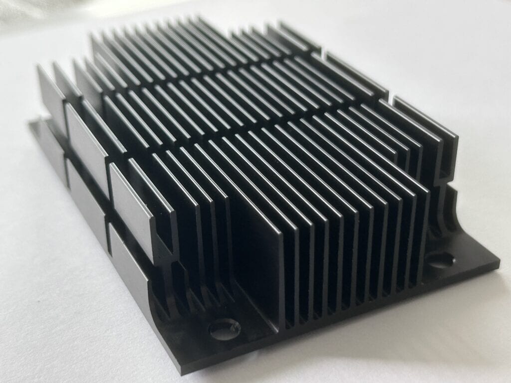a black anodized finish heat sink