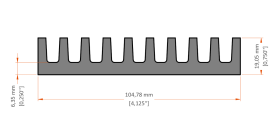 XHS-100001 aluminum heat sink extrusion profile, 104.78 mm wide × 19.05 mm high