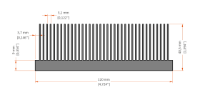 XHS-120006 aluminum heat sink extrusion profile, 120 mm wide × 40.5 mm high
