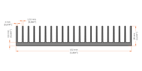 XHS-150004 aluminum heat sink extrusion profile, 152 mm wide × 26 mm high