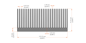 XHS-170001 aluminum heat sink extrusion profile, 172.72 mm wide × 77.72 mm high