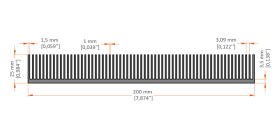 XHS-200004 aluminum heat sink extrusion profile, 200 mm wide × 25 mm high