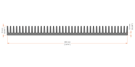 XHS-200006 aluminum heat sink extrusion profile, 200 mm wide × 15 mm high