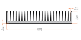 XHS-230001 aluminum heat sink extrusion profile, 230 mm wide × 44 mm high