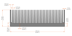 XHS-230003 aluminum heat sink extrusion profile, 230 mm wide × 70 mm high