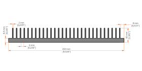 XHS-240002 aluminum heat sink extrusion profile, 242 mm wide × 30 mm high