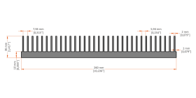 XHS-260001 aluminum heat sink extrusion profile, 260 mm wide × 36 mm high