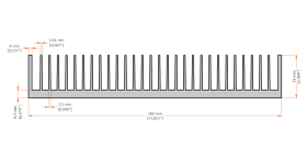 XHS-300001 aluminum heat sink extrusion profile, 300 mm wide × 51 mm high
