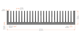 XHS-320002 aluminum heat sink extrusion profile, 323 mm wide × 65 mm high