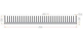 XHS-350001 aluminum heat sink extrusion profile, 350 mm wide × 40 mm high