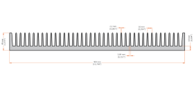 XHS-400001 aluminum heat sink extrusion profile, 400 mm wide × 40 mm high
