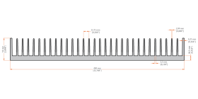 XHS-400002 aluminum heat sink extrusion profile, 400 mm wide × 51 mm high
