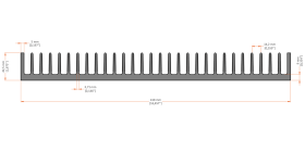 XHS-410001 aluminum heat sink extrusion profile, 418 mm wide × 42.5 mm high