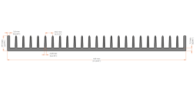 XHS-440001 aluminum heat sink extrusion profile, 443 mm wide × 37.5 mm high