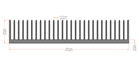 XHS-480001 aluminum heat sink extrusion profile, 483 mm wide × 94 mm high