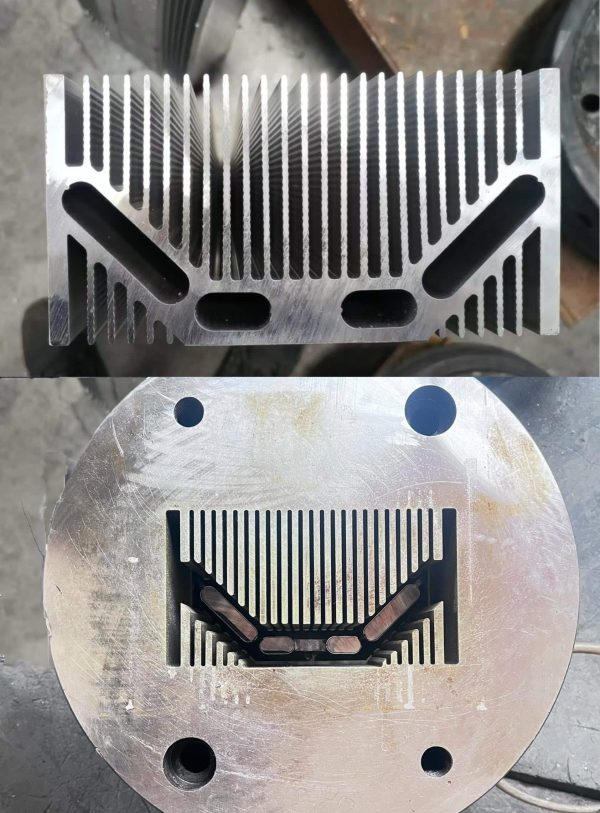 Aluminum heat sink extrusion profile and matching extrusion die